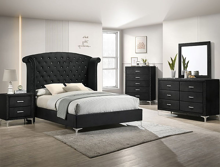 Crown Mark Furniture Lucinda Queen Upholstered Panel Bed in Black B9265-Q