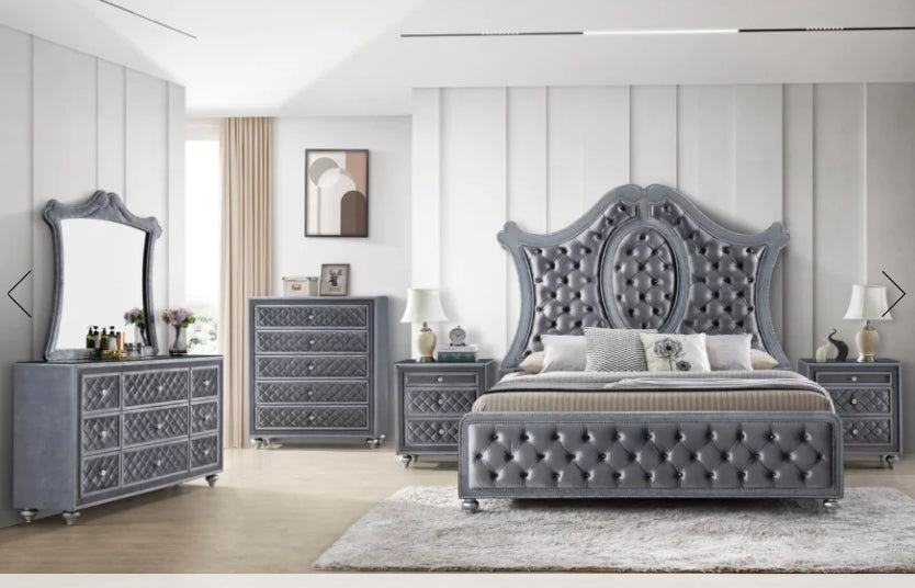 Crown Mark Furniture Voltare King Bed in Dark Grey