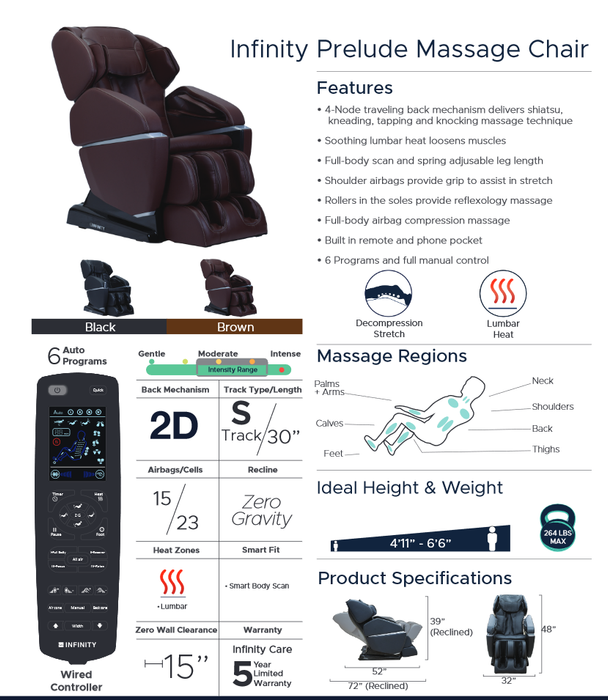 Infinity Prelude Massage Chair in Black