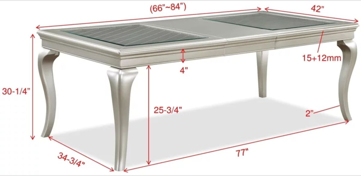 Crown Mark Furniture Caldwell Dining Table in Light Champagne