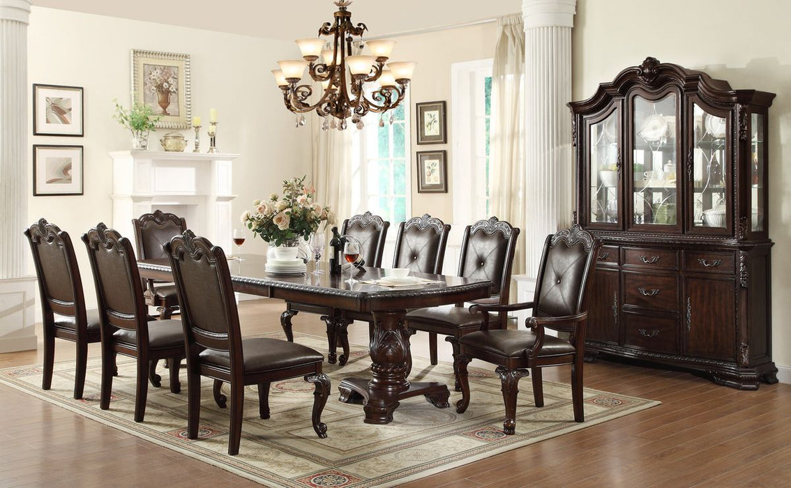 Crown Mark Kiera Double Pedestal Dining Table in Rich Brown image